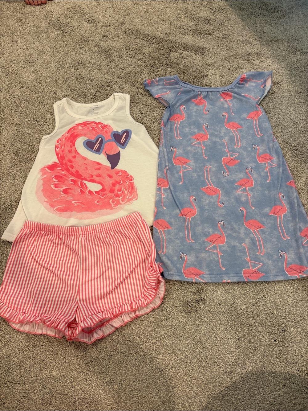 Carter’s Just One You toddler Girls Pink Flamingo Pajama Set & Nightgown 5